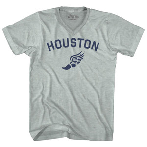 Houston Running Track Winged Foot Adult Tri-Blend V-neck T-shirt - Athletic Cool Grey Houston Running Track Winged Foot Adult Tri-Blend V-neck T-shirt - Athletic Cool Grey