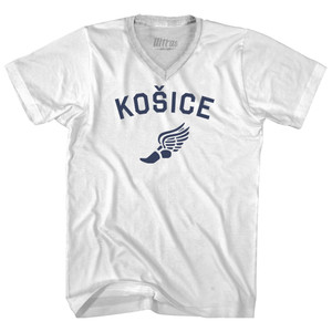 Kosice Running Track Winged Foot Adult Tri-Blend V-neck T-shirt - White