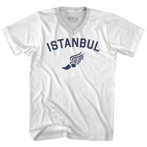 Istanbul Running Track Winged Foot Adult Tri-Blend V-neck T-shirt - White Istanbul Running Track Winged Foot Adult Tri-Blend V-neck T-shirt - White