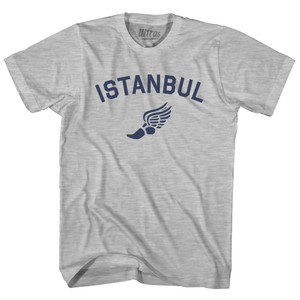 Istanbul Running Track Winged Foot Adult Cotton T-shirt - Grey Heather Istanbul Running Track Winged Foot Adult Cotton T-shirt - Grey Heather