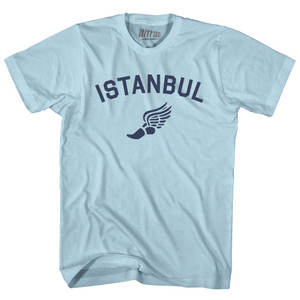Istanbul Running Track Winged Foot Adult Cotton T-shirt - Light Blue Istanbul Running Track Winged Foot Adult Cotton T-shirt - Light Blue