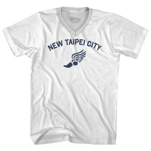 New Taipei City Running Track Winged Foot Adult Tri-Blend V-neck T-shirt - White New Taipei City Running Track Winged Foot Adult Tri-Blend V-neck T-shirt - White