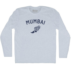 Mumbai Running Track Winged Foot Adult Tri-Blend Long Sleeve T-shirt - Athletic White