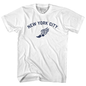New York City Running Track Winged Foot Womens Cotton Junior Cut T-Shirt - White New York City Running Track Winged Foot Womens Cotton Junior Cut T-Shirt - White