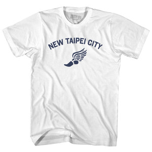 New Taipei City Running Track Winged Foot Womens Cotton Junior Cut T-Shirt - White New Taipei City Running Track Winged Foot Womens Cotton Junior Cut T-Shirt - White