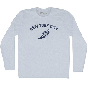 New York City Running Track Winged Foot Adult Tri-Blend Long Sleeve T-shirt - Athletic White New York City Running Track Winged Foot Adult Tri-Blend Long Sleeve T-shirt - Athletic White