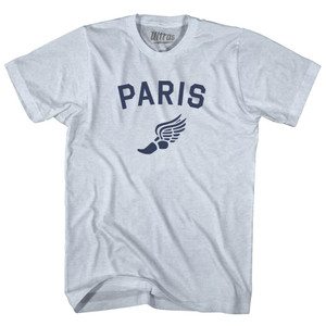 Paris Running Track Winged Foot Adult Tri-Blend T-shirt - Athletic White