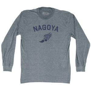 Nagoya Running Track Winged Foot Adult Tri-Blend Long Sleeve T-shirt - Athletic Grey Nagoya Running Track Winged Foot Adult Tri-Blend Long Sleeve T-shirt - Athletic Grey