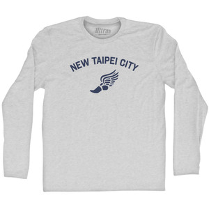 New Taipei City Running Track Winged Foot Adult Cotton Long Sleeve T-shirt - Grey Heather New Taipei City Running Track Winged Foot Adult Cotton Long Sleeve T-shirt - Grey Heather