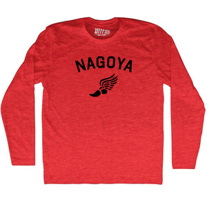 Nagoya Running Track Winged Foot Adult Tri-Blend Long Sleeve T-shirt - Athletic Red