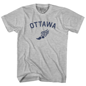 Ottawa Running Track Winged Foot Adult Cotton T-shirt - Grey Heather Ottawa Running Track Winged Foot Adult Cotton T-shirt - Grey Heather
