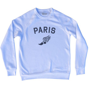 Paris Running Track Winged Foot Adult Tri-Blend Sweatshirt - White