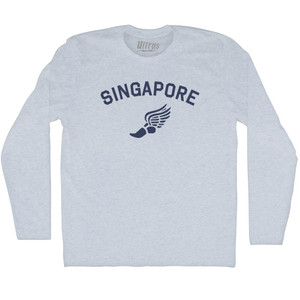 Singapore Running Track Winged Foot Adult Tri-Blend Long Sleeve T-shirt - Athletic White Singapore Running Track Winged Foot Adult Tri-Blend Long Sleeve T-shirt - Athletic White