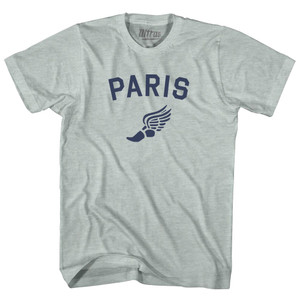 Paris Running Track Winged Foot Adult Tri-Blend T-shirt - Athletic Cool Grey Paris Running Track Winged Foot Adult Tri-Blend T-shirt - Athletic Cool Grey