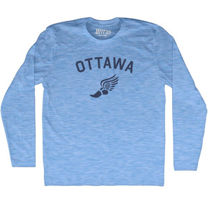 Ottawa Running Track Winged Foot Adult Tri-Blend Long Sleeve T-shirt - Athletic Blue Ottawa Running Track Winged Foot Adult Tri-Blend Long Sleeve T-shirt - Athletic Blue