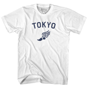 Tokyo Running Track Winged Foot Adult Cotton T-shirt - White