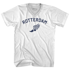 Rotterdam Running Track Winged Foot Adult Tri-Blend V-neck T-shirt - White Rotterdam Running Track Winged Foot Adult Tri-Blend V-neck T-shirt - White