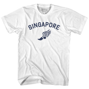Singapore Running Track Winged Foot Womens Cotton Junior Cut T-Shirt - White Singapore Running Track Winged Foot Womens Cotton Junior Cut T-Shirt - White