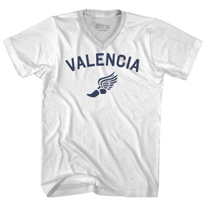 Valencia Running Track Winged Foot Adult Tri-Blend V-neck T-shirt - White Valencia Running Track Winged Foot Adult Tri-Blend V-neck T-shirt - White