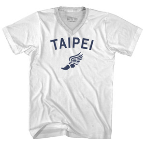 Taipei Running Track Winged Foot Adult Tri-Blend V-neck T-shirt - White Taipei Running Track Winged Foot Adult Tri-Blend V-neck T-shirt - White