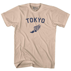 Tokyo Running Track Winged Foot Adult Cotton T-shirt - Creme