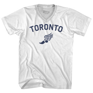Toronto Running Track Winged Foot Adult Tri-Blend V-neck T-shirt - White Toronto Running Track Winged Foot Adult Tri-Blend V-neck T-shirt - White