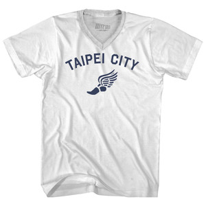 Taipei City Running Track Winged Foot Adult Tri-Blend V-neck T-shirt - White Taipei City Running Track Winged Foot Adult Tri-Blend V-neck T-shirt - White