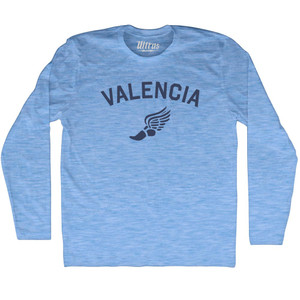 Valencia Running Track Winged Foot Adult Tri-Blend Long Sleeve T-shirt - Athletic Blue Valencia Running Track Winged Foot Adult Tri-Blend Long Sleeve T-shirt - Athletic Blue