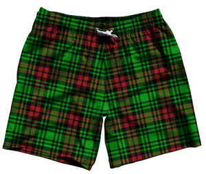 ADULT MEDIUM- Christmas Plaid 7.5" Swim Short- Final Sale SM4