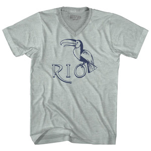 Rio Toucan Travel Adult Tri-Blend V-Neck T-Shirt - Athletic Cool Grey Rio Toucan Travel Adult Tri-Blend V-Neck T-Shirt - Athletic Cool Grey