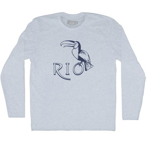 Rio Toucan Travel Adult Tri-Blend Long Sleeve T-Shirt - Athletic White Rio Toucan Travel Adult Tri-Blend Long Sleeve T-Shirt - Athletic White