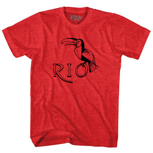 Rio Toucan Travel Adult Tri-Blend T-Shirt - Athletic Red