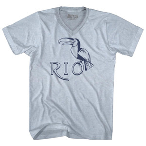 Rio Toucan Travel Adult Tri-Blend V-Neck T-Shirt - Athletic White Rio Toucan Travel Adult Tri-Blend V-Neck T-Shirt - Athletic White