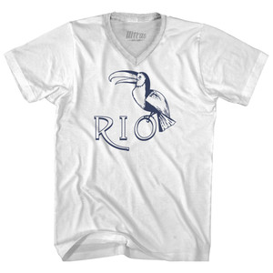 Rio Toucan Travel Adult Tri-Blend V-Neck T-Shirt - White
