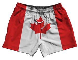 ADULT SMALL- Canada Country Flag 5" Swim Shorts Made in USA-Red White- Final Sale ZT321