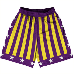 Champ Louisiana Purple Yellow and White Basketball Practice Shorts Made In USA