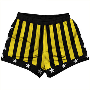 Black and Yellow Champ Womens & Girls Sport Shorts End Made In USA Black and Yellow Champ Womens & Girls Sport Shorts End Made In USA