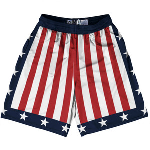 Navy Blue, Red and White Champ Lacrosse Shorts Made In USA Navy Blue, Red and White Champ Lacrosse Shorts Made In USA