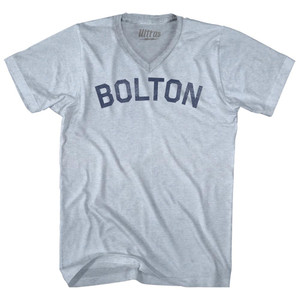 Bolton Adult Tri-Blend V-neck T-shirt - Athletic White