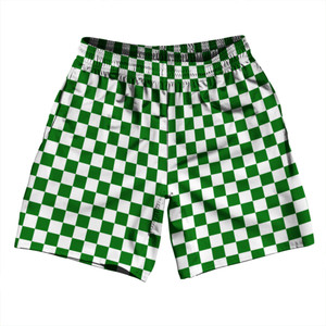 Checkerboard 1 Inch Green Kelly and White Athletic Running Fitness Exercise Shorts 7" Inseam Shorts Made In USA Checkerboard 1 Inch Green Kelly and White Athletic Running Fitness Exercise Shorts 7" Inseam Shorts Made In USA