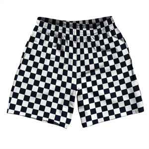 Checkerboard 1 Inch Blue Navy Almost Black and White Soccer Shorts Made In USA Checkerboard 1 Inch Blue Navy Almost Black and White Soccer Shorts Made In USA