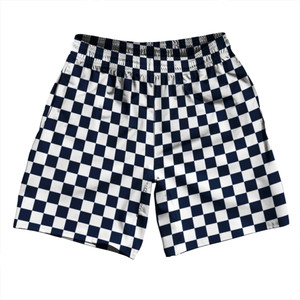 Checkerboard 1 Inch Blue Navy and White Athletic Running Fitness Exercise Shorts 7" Inseam Shorts Made In USA Checkerboard 1 Inch Blue Navy and White Athletic Running Fitness Exercise Shorts 7" Inseam Shorts Made In USA