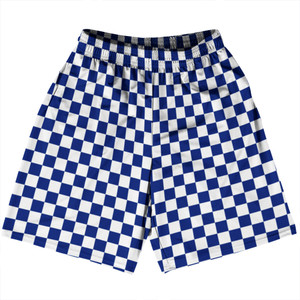 Checkerboard 1 Inch Blue Royal and White Basketball Practice Shorts Made In USA