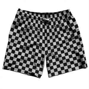 Checkerboard 1 Inch Black and Grey Medium Swim Shorts 7" Made in USA Checkerboard 1 Inch Black and Grey Medium Swim Shorts 7" Made in USA