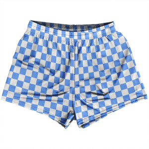 Checkerboard 1 Inch Blue Carolina and White Womens & Girls Sport Shorts End Made In USA Checkerboard 1 Inch Blue Carolina and White Womens & Girls Sport Shorts End Made In USA