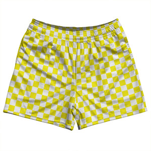 Checkerboard 1 Inch Yellow Canary and White Rugby Shorts Made In USA Checkerboard 1 Inch Yellow Canary and White Rugby Shorts Made In USA