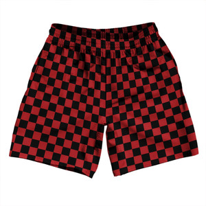 Checkerboard 1 Inch Black and Red Dark Athletic Running Fitness Exercise Shorts 7" Inseam Shorts Made In USA Checkerboard 1 Inch Black and Red Dark Athletic Running Fitness Exercise Shorts 7" Inseam Shorts Made In USA