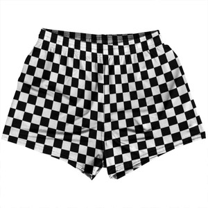 Checkerboard 1 Inch Black and White Womens & Girls Sport Shorts End Made In USA Checkerboard 1 Inch Black and White Womens & Girls Sport Shorts End Made In USA