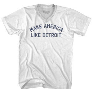 Make America Like Detroit-Adult Tri-Blend V-neck T-shirt - White