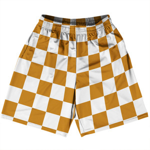 Checkerboard 2.5 Inches Orange Burnt and White Basketball Practice Shorts Made In USA - Orange Burnt and White